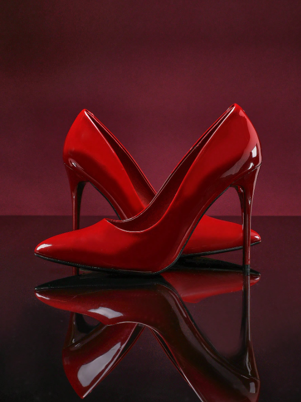 Women Point Toe Stiletto Heeled Man-Made Patent Material Pumps