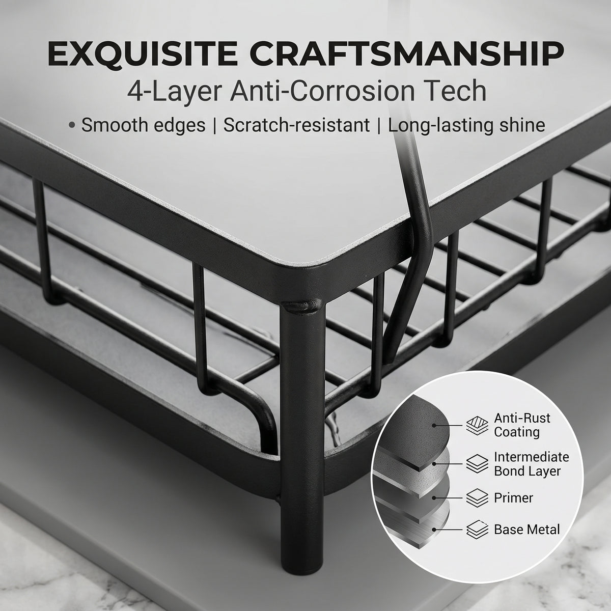 Dish Drainer Drying Rack With Cup Holder Foldable Cutlery Tray